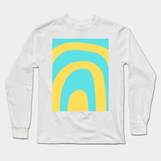 Boho lemon baby blue rainbow pattern Long Sleeve T-Shirt